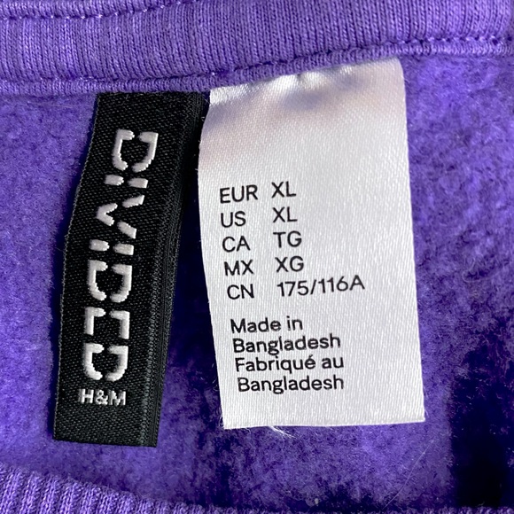 H&M Divided Purple Orange Oversized Crew Neck Alaska Sweatshirt XL - Picture 4 of 16